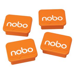 Nobo whiteboard magneten - 4 stuks - 18x22mm - whiteboard accessoires - oranje afbeelding