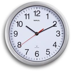 MAUL Radiogestuurde wandklok run zilver, wit afbeelding