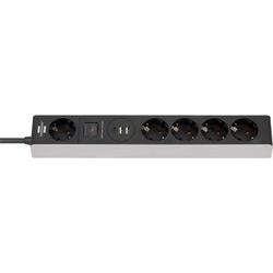 Brennenstuhl Stekkerdoos met usb c power delivery 5-voudig grijs/zwart afbeelding