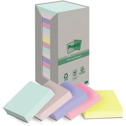 Post-it Recycled Notes Sticky notes post-it recycled 76 x 76 pk 16 karton kleurenassortiment afbeelding
