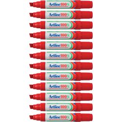 Permanent marker Artline 100 ultra 7,5-12mm rood schuin milieuvriendelijk afbeelding