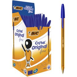 BIC Balpen cristal fijn 0,3-0,5mm blauw luchtdoorlatende dop afbeelding