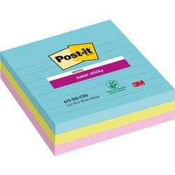 Notes Post-it Super Sticky 101x101mm assorti pak 3 stuks 70 vel afbeelding